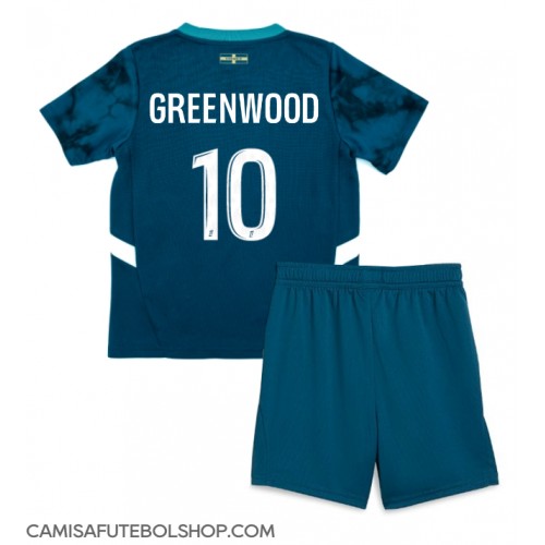 Camisa de time de futebol Olympique de Marseille Mason Greenwood #10 Replicas 2º Equipamento Infantil 2024-25 Manga Curta (+ Calças curtas)